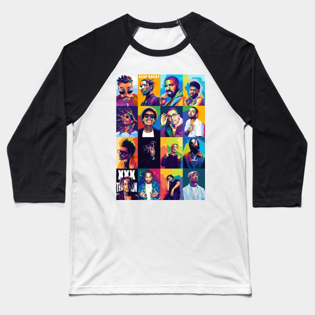 Rappers Collection Wpap Pop Art Baseball T-Shirt by SiksisArt